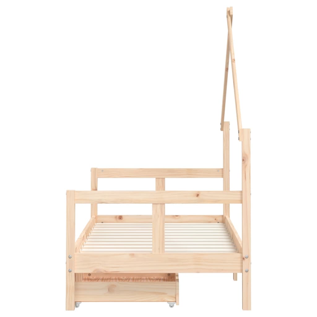 Kids Bed Frame with Drawers 80x160 cm Solid Wood Pine